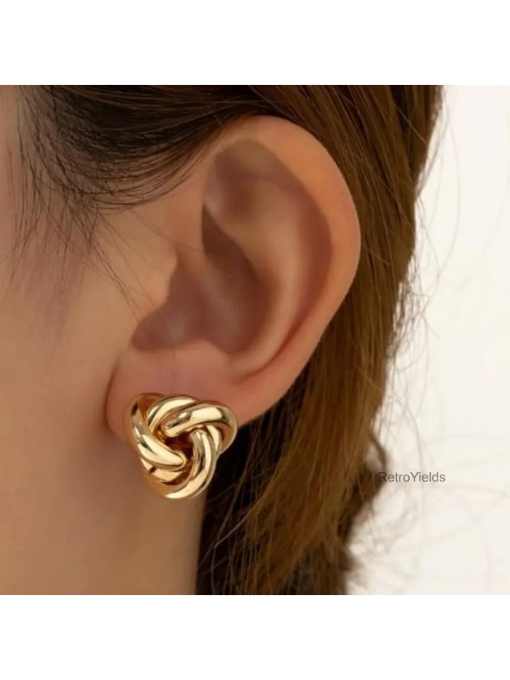 Chunky Gold Knot Earrings Geometric Drop Dangle Statement Earrings for Women -